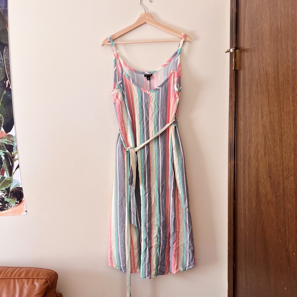 Torrid Midi Striped Skater Dress w Pockets, Adjustable Straps, XXL 2X